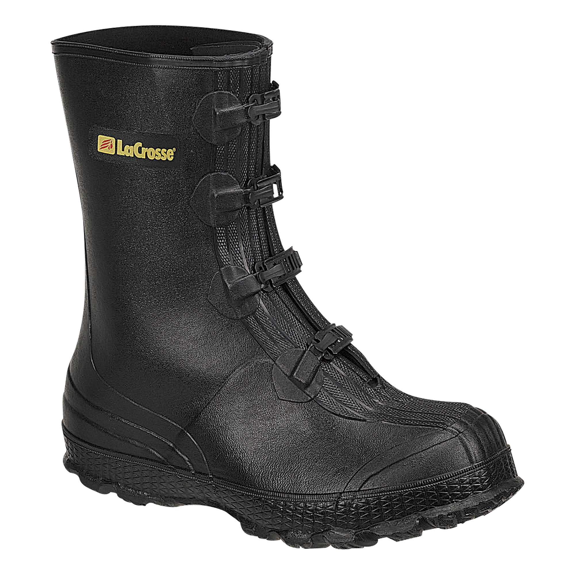 LaCrosse Men's 11in. 4-Buckle Rubber Overshoe Boot, Black, Size 10, Model# 266160